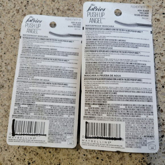 2 Maybelline The Falsies Push Up Angel WATERPROOF Mascara #504 VERY BLACK✨️NEW - Picture 2 of 9